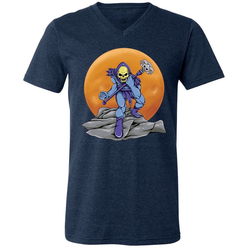 Unisex V-Neck T-Shirt - RPMY84HJ - Heather Navy - 15