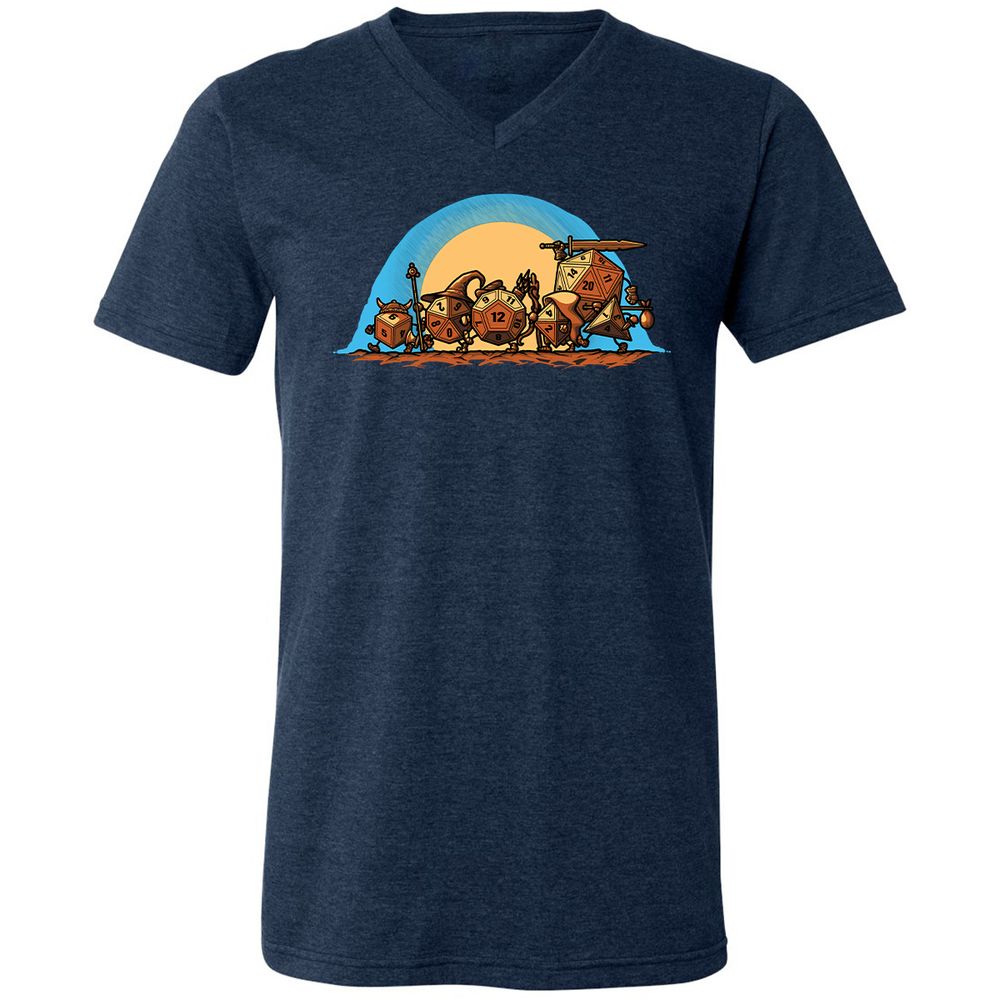 Unisex V-Neck T-Shirt - UDAEVBYL - Heather Navy - 15