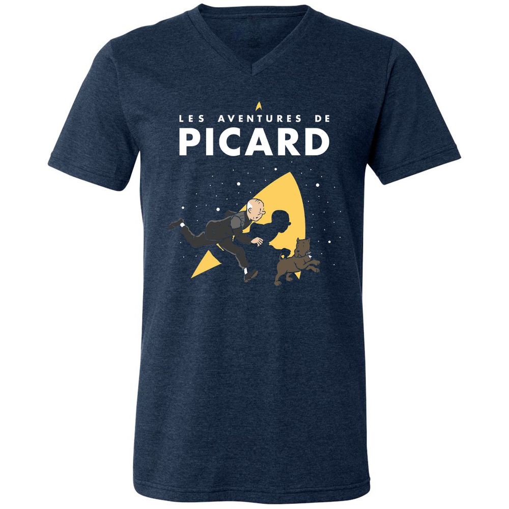 Unisex V-Neck T-Shirt - LZW8TEDW - Heather Navy - 15