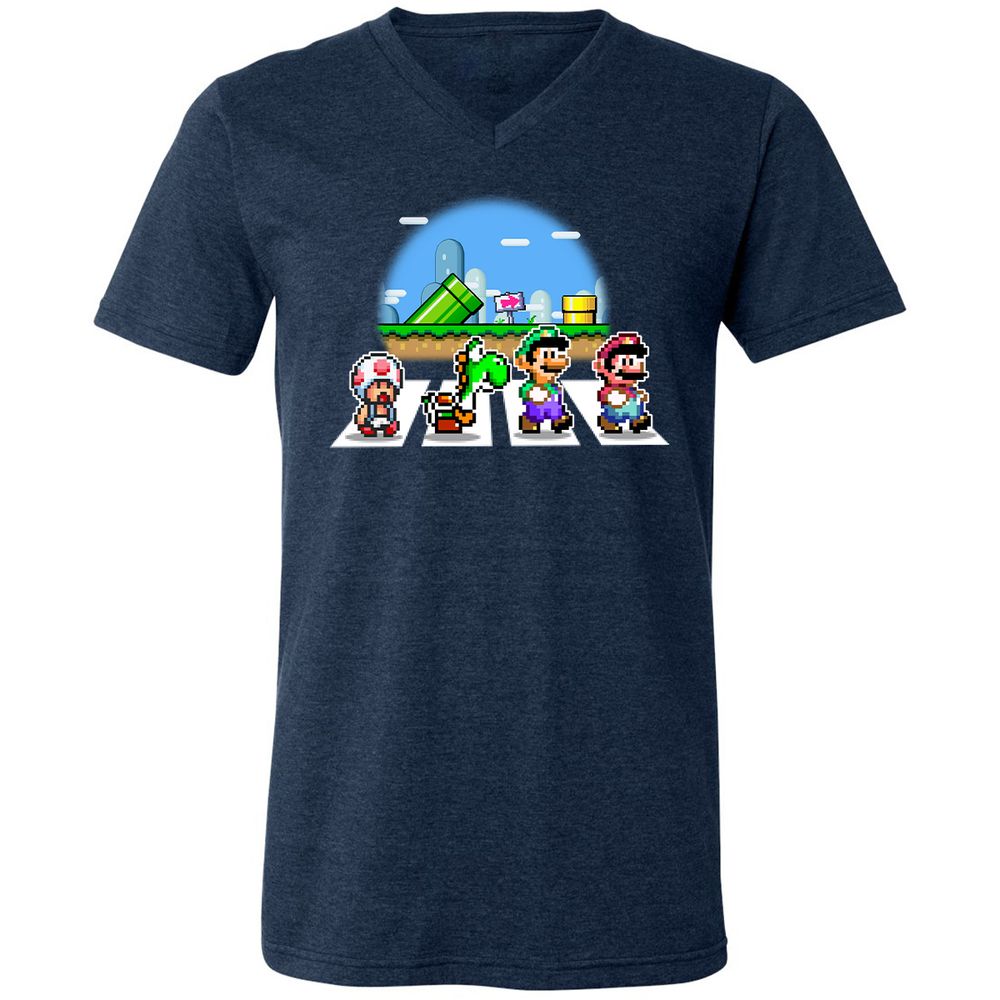 Unisex V-Neck T-Shirt - R4W2CWZ6 - Heather Navy - 15