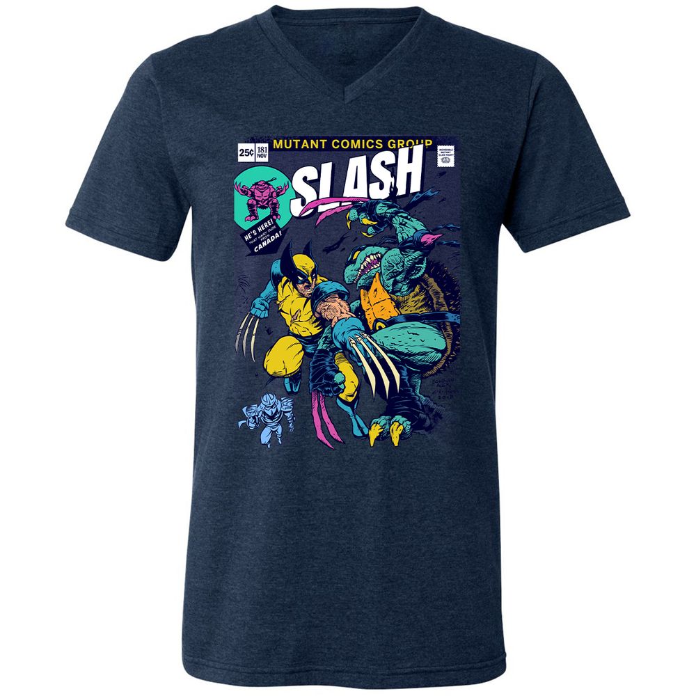 Unisex V-Neck T-Shirt - 9GPXKKDJ - Heather Navy - 15