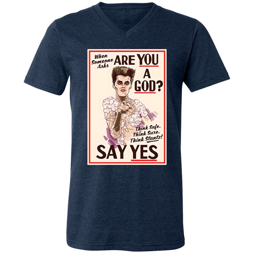 Unisex V-Neck T-Shirt - YN2QCG18 - Heather Navy - 15
