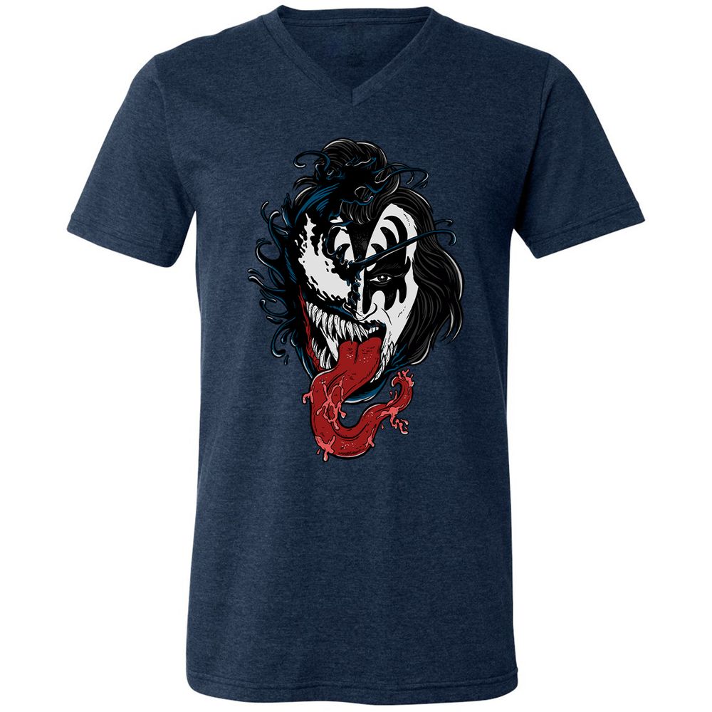 Unisex V-Neck T-Shirt - DZBSBAD1 - Heather Navy - 15