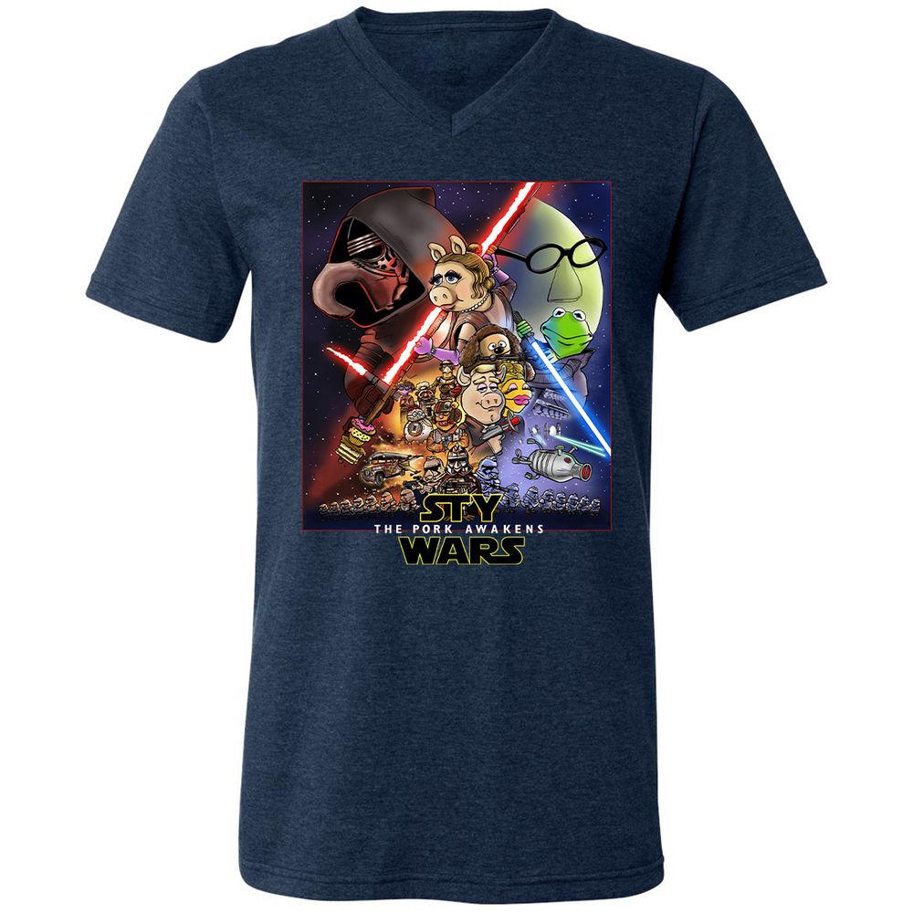 Unisex V-Neck T-Shirt - TKRUB669 - Heather Navy - 15