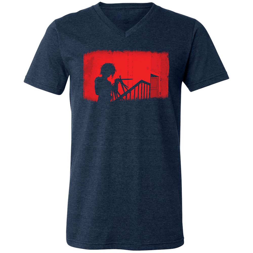 Unisex V-Neck T-Shirt - 84LWF29U - Heather Navy - 15