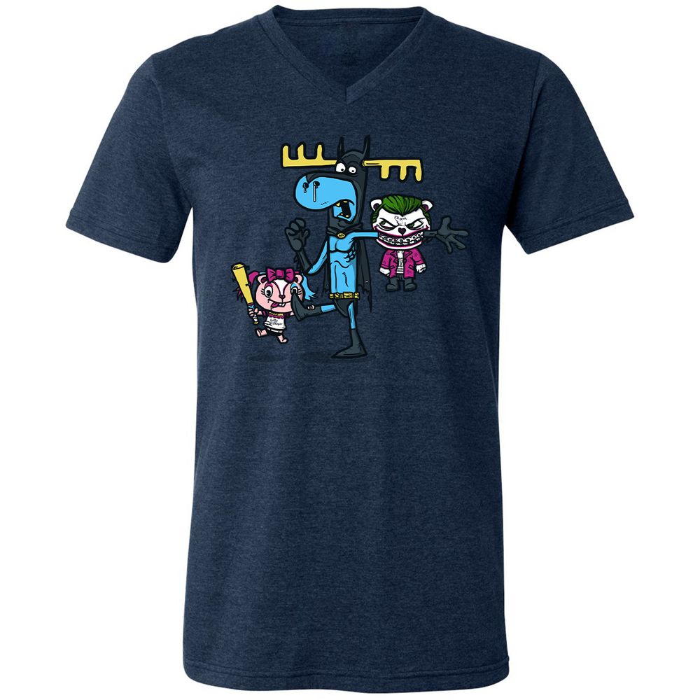 Unisex V-Neck T-Shirt - GXGN7ZFL - Heather Navy - 15