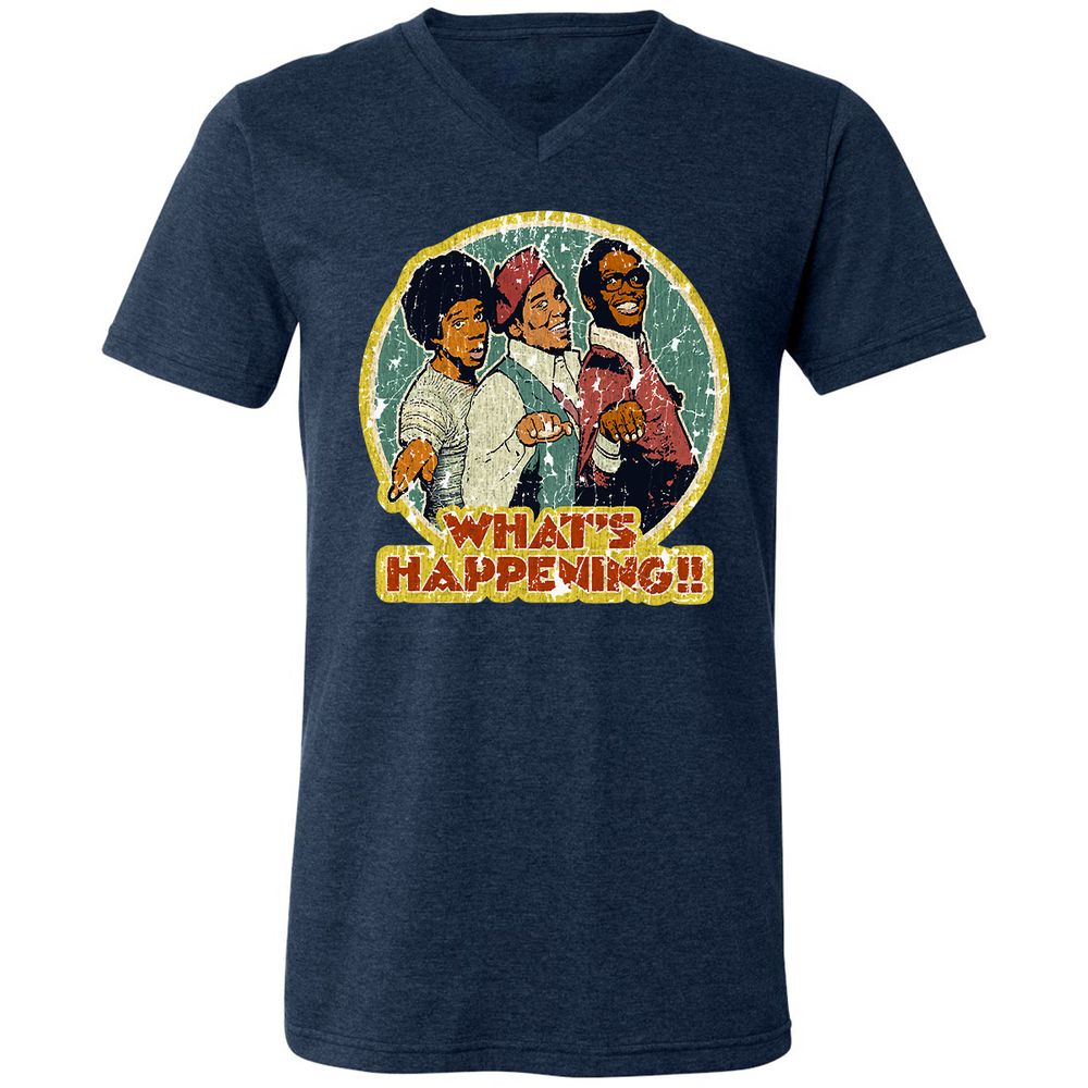 Unisex V-Neck T-Shirt - W7U9CAV2 - Heather Navy - 15