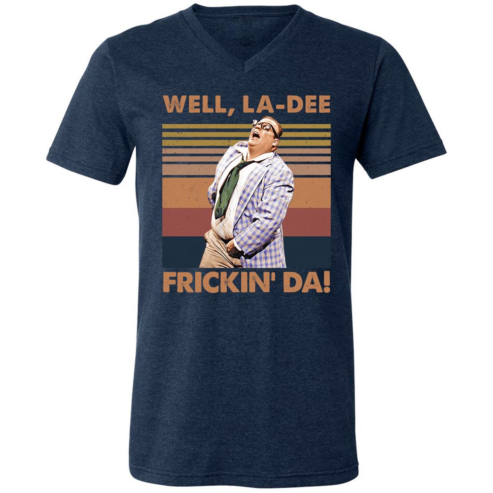 Unisex V-Neck T-Shirt - 7AF4PCDE - Heather Navy - 15