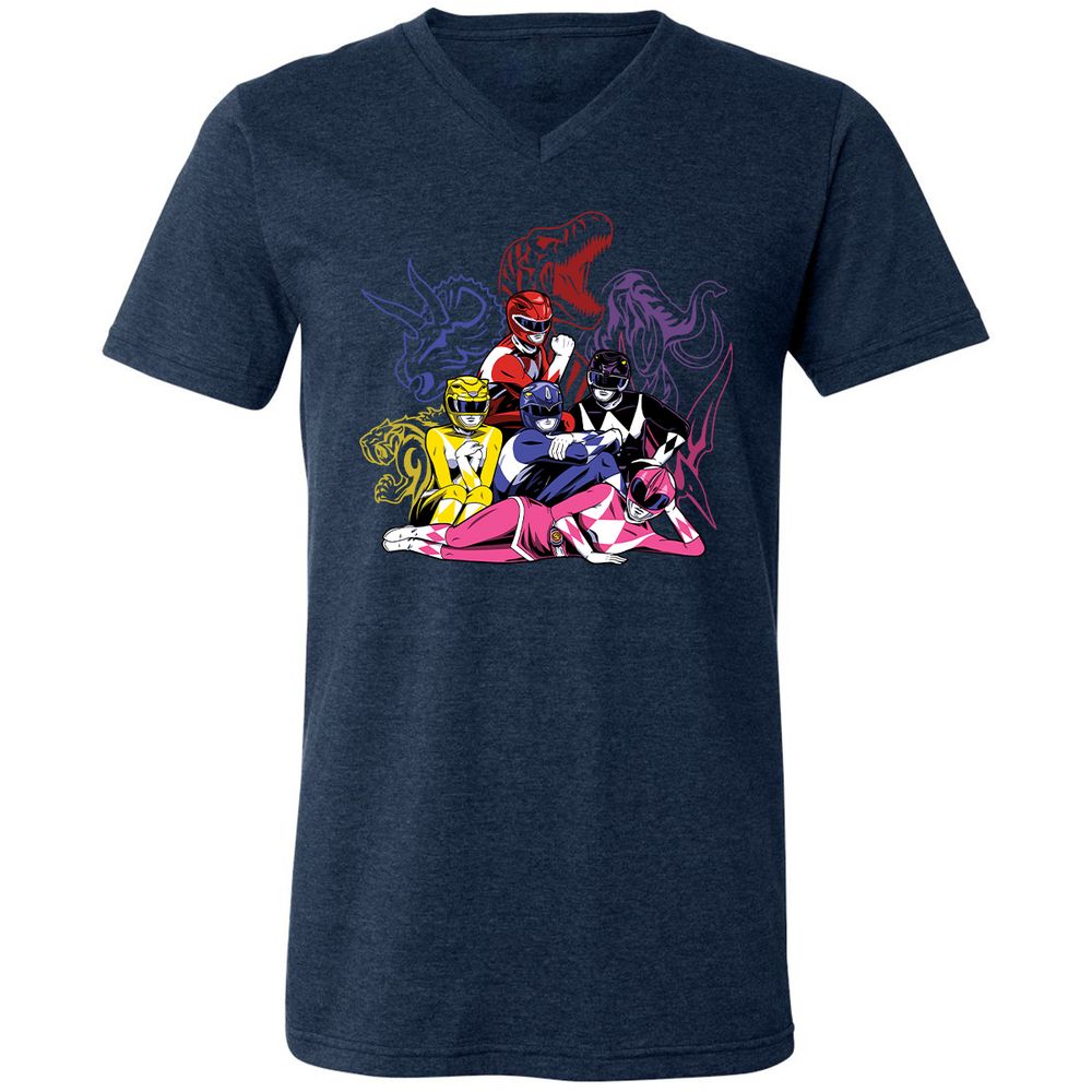 Unisex V-Neck T-Shirt - QYUWJPCK - Heather Navy - 15