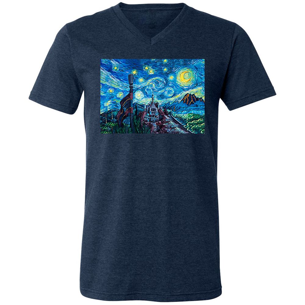 Unisex V-Neck T-Shirt - CZHYBSEU - Heather Navy - 15