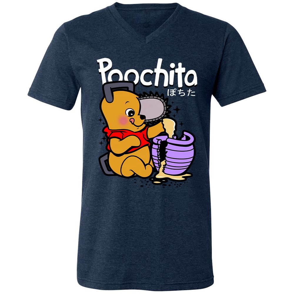 Unisex V-Neck T-Shirt - 56Z7PVWU - Heather Navy - 15