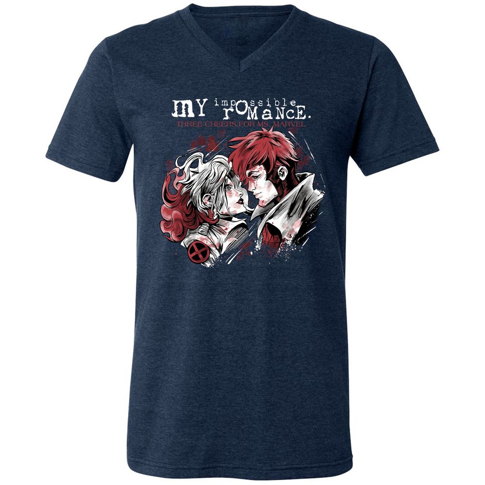 Unisex V-Neck T-Shirt - 8FUTW56Y - Heather Navy - 15