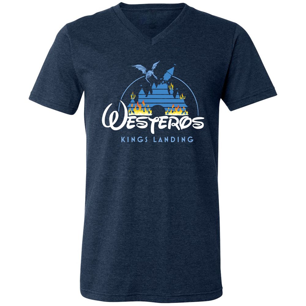 Unisex V-Neck T-Shirt - UCTALBPQ - Heather Navy - 15