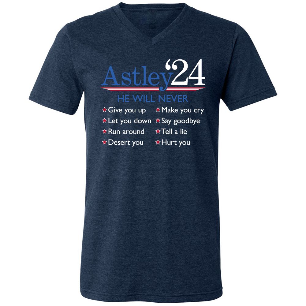 Unisex V-Neck T-Shirt - YCU4QJHC - Heather Navy - 15