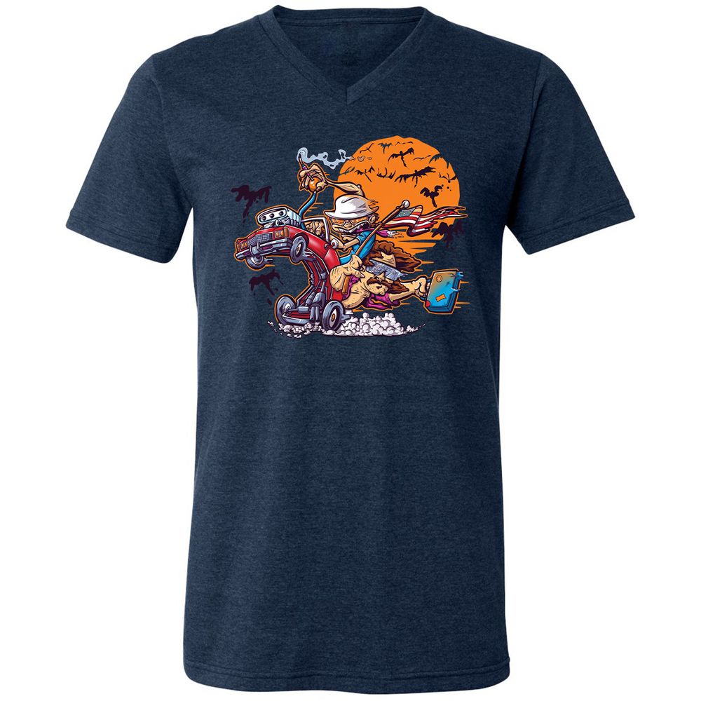 Unisex V-Neck T-Shirt - KZKCJ1RN - Heather Navy - 15