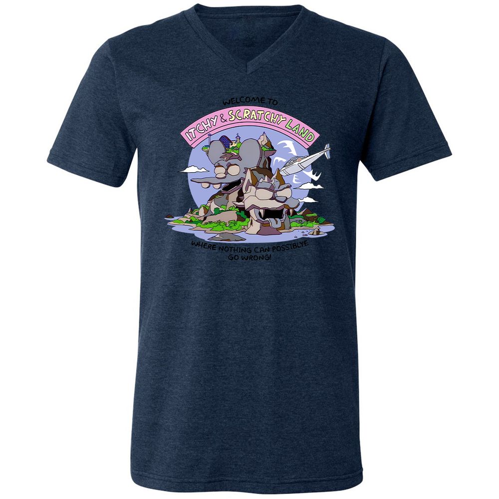 Unisex V-Neck T-Shirt - H6RRC4M5 - Heather Navy - 15