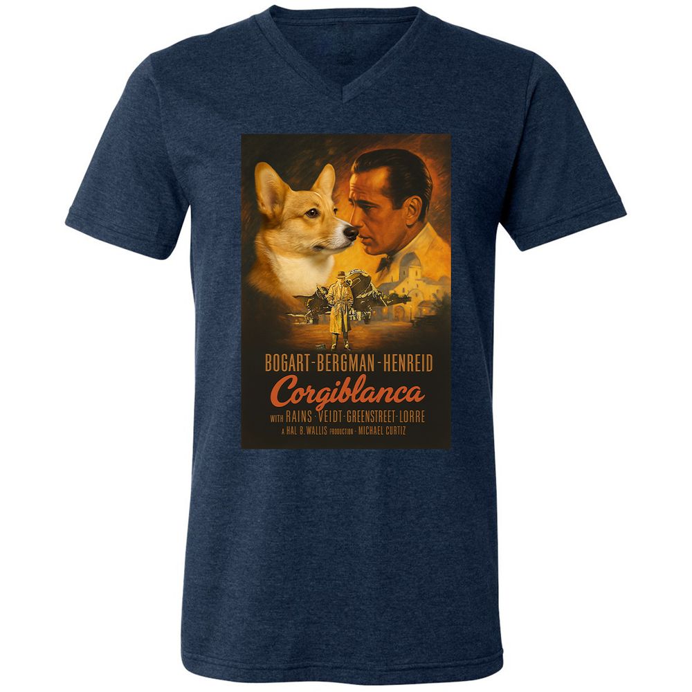 Unisex V-Neck T-Shirt - G7T25YXS - Heather Navy - 15