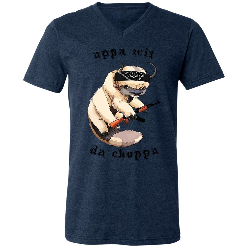 Unisex V-Neck T-Shirt - HJMVTPTS - Heather Navy - 15