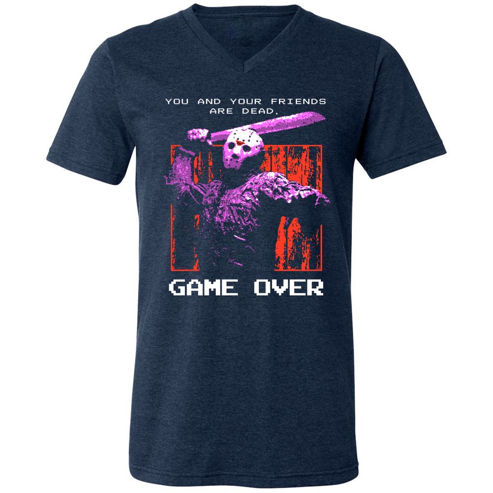 Unisex V-Neck T-Shirt - 62U8UXHT - Heather Navy - 15