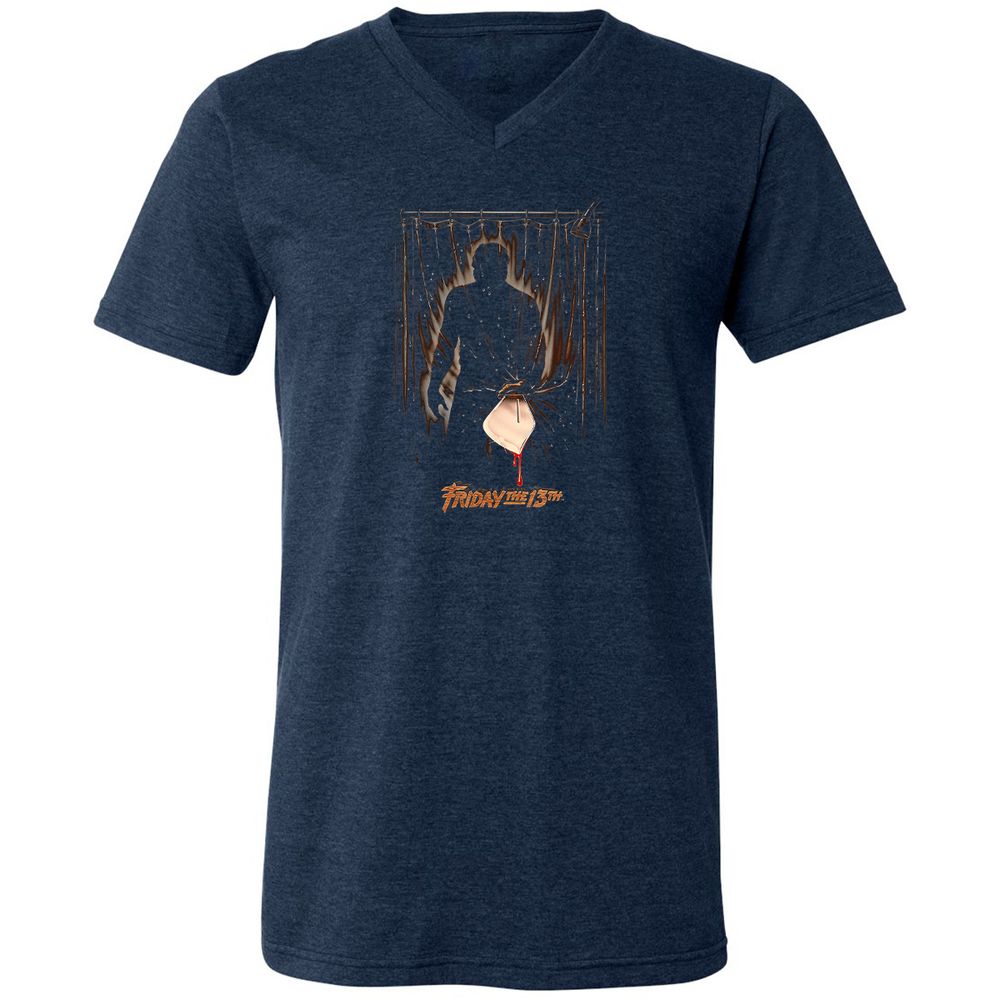 Unisex V-Neck T-Shirt - KF8ZYEAB - Heather Navy - 15