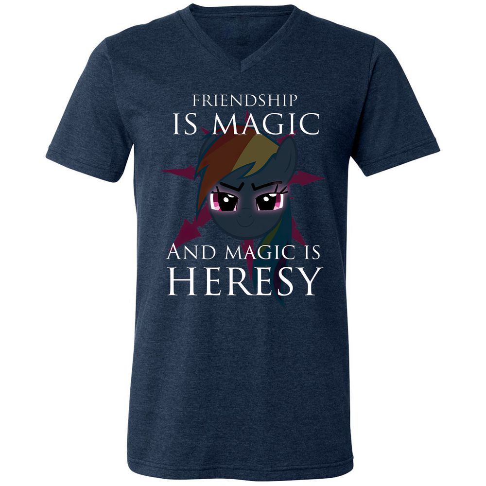 Unisex V-Neck T-Shirt - SSN4KZWX - Heather Navy - 15