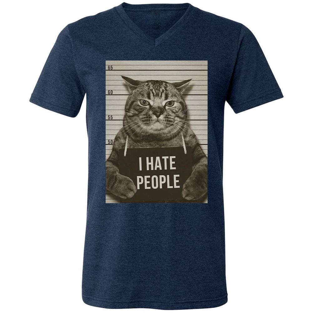 Unisex V-Neck T-Shirt - 1CEY6MXW - Heather Navy - 15