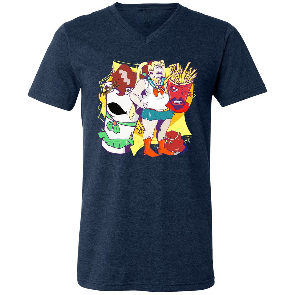 Unisex V-Neck T-Shirt - E42EMJK4 - Heather Navy - 15