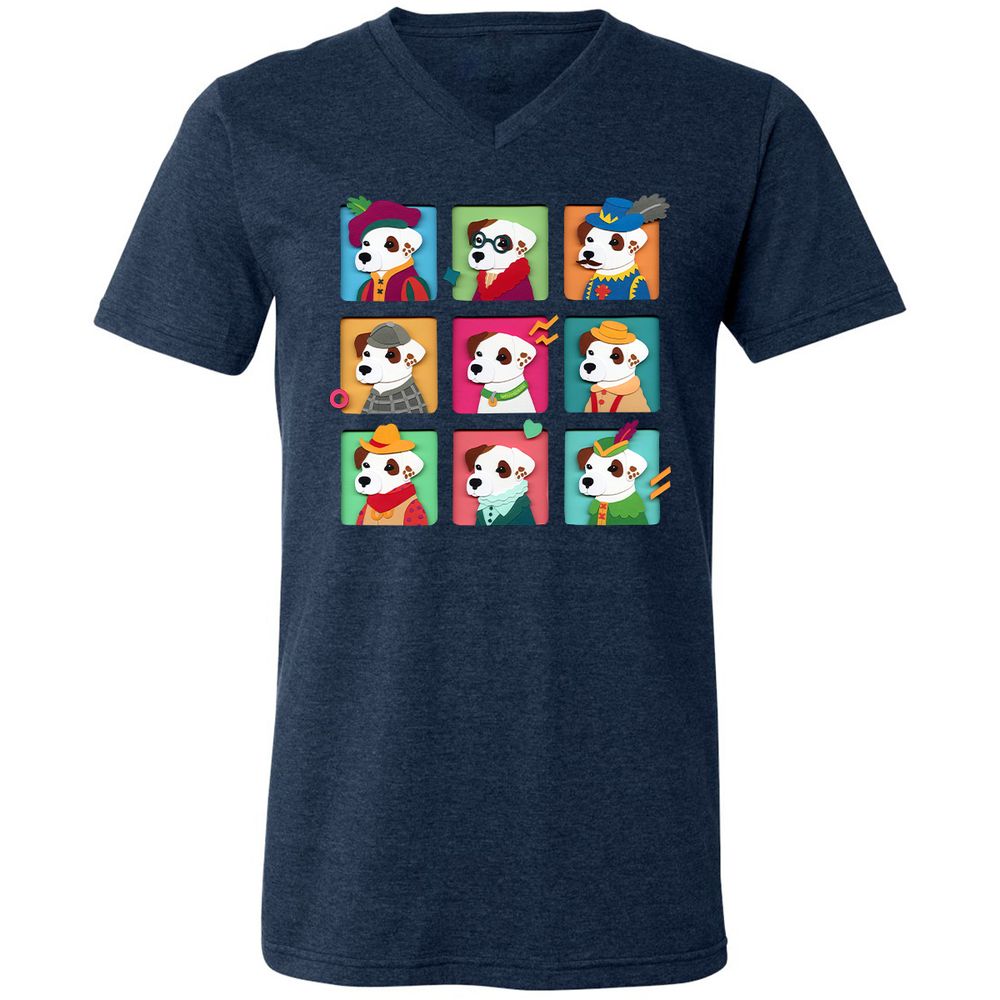 Unisex V-Neck T-Shirt - 6TJT3JP9 - Heather Navy - 15