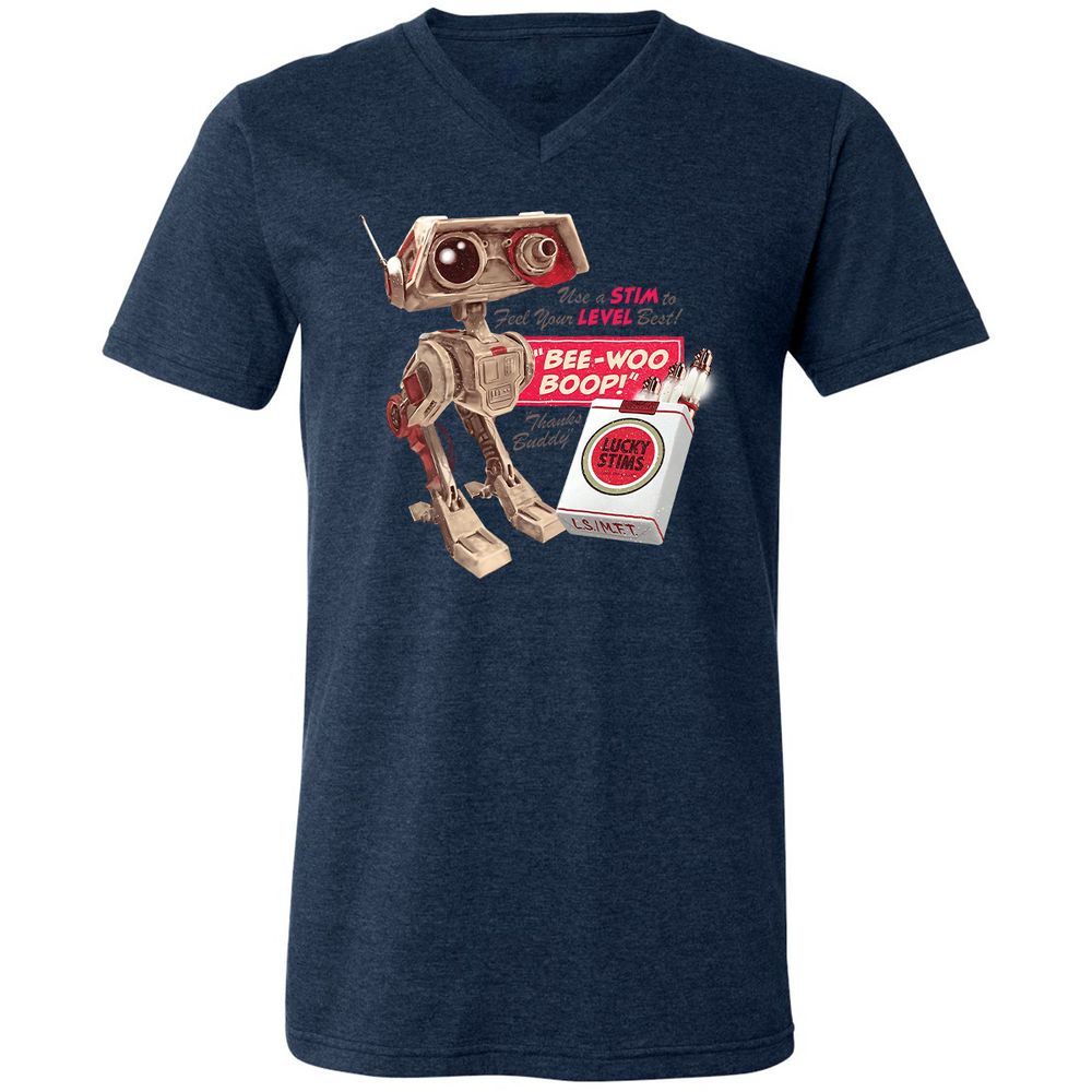 Unisex V-Neck T-Shirt - M7YJHNMC - Heather Navy - 15