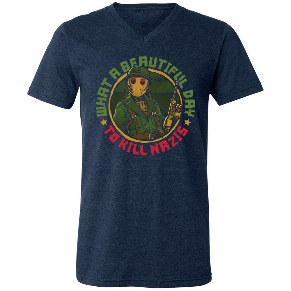Unisex V-Neck T-Shirt - NLVTLZD2 - Heather Navy - 15