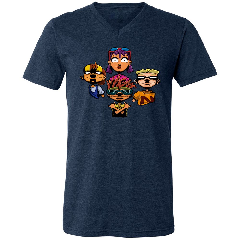 Unisex V-Neck T-Shirt - AZ3SAE4U - Heather Navy - 15