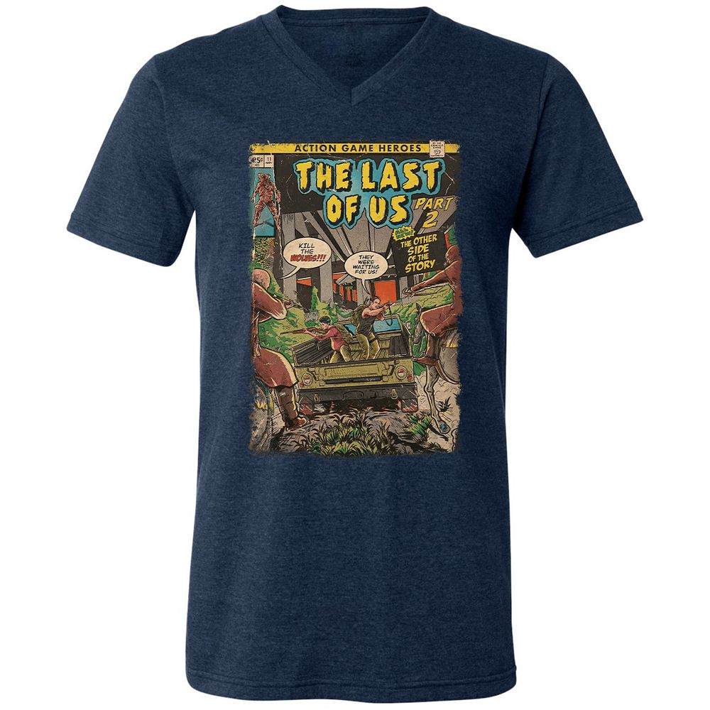 Unisex V-Neck T-Shirt - QBN8K7VB - Heather Navy - 15