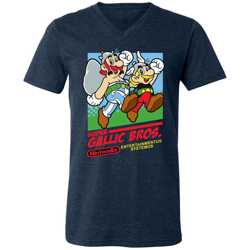 Unisex V-Neck T-Shirt - C4M589FP - Heather Navy - 15