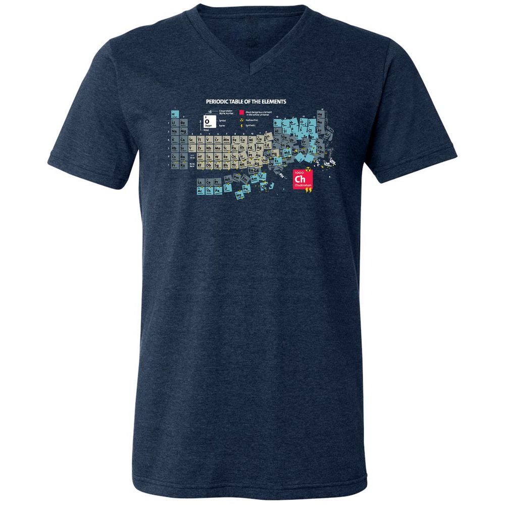 Unisex V-Neck T-Shirt - SXQV4HBL - Heather Navy - 15