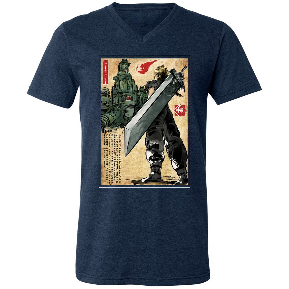 Unisex V-Neck T-Shirt - JKP136ZV - Heather Navy - 15
