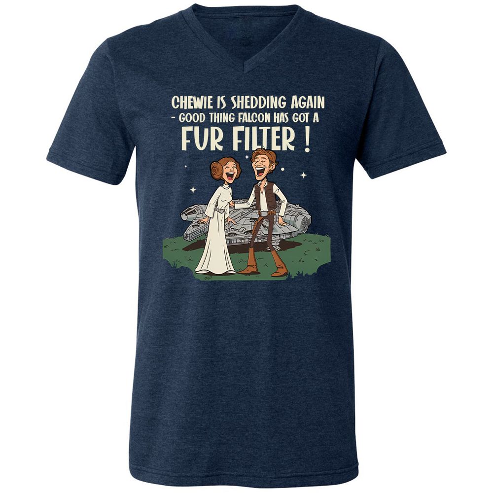 Unisex V-Neck T-Shirt - K36L2C8H - Heather Navy - 15