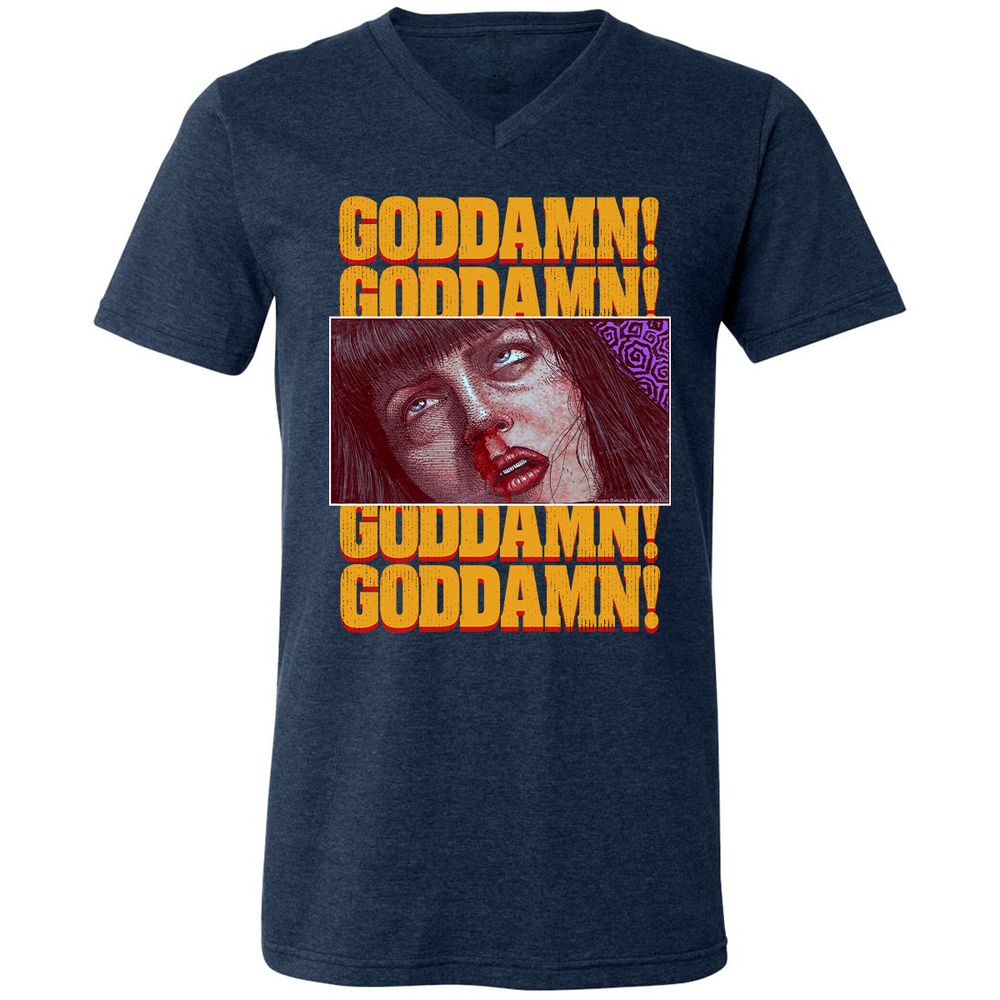 Unisex V-Neck T-Shirt - A4VPZZ6E - Heather Navy - 15