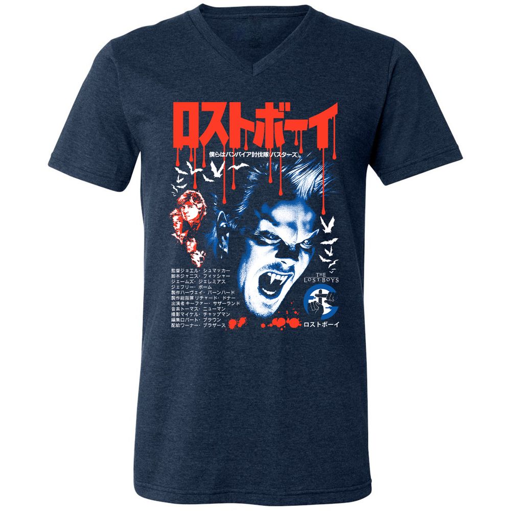 Unisex V-Neck T-Shirt - BYF9K245 - Heather Navy - 15