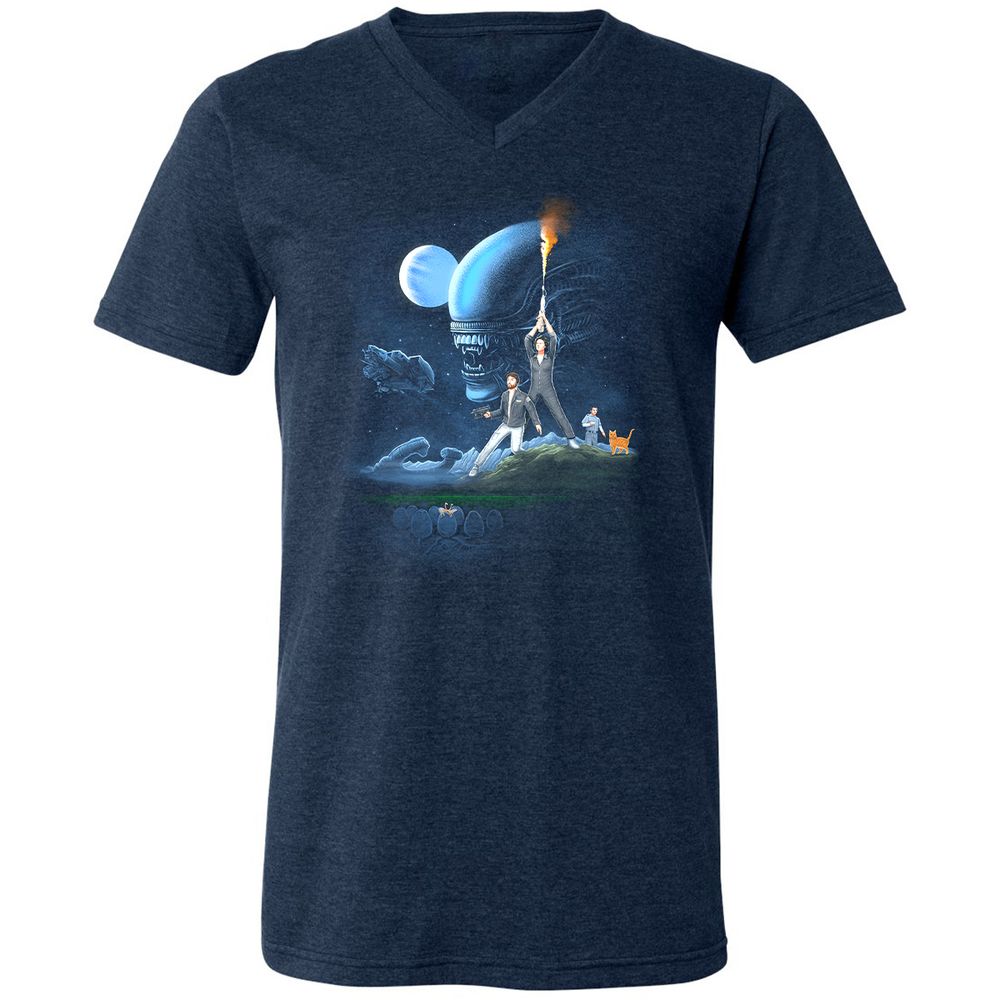 Unisex V-Neck T-Shirt - DJBBM2E9 - Heather Navy - 15