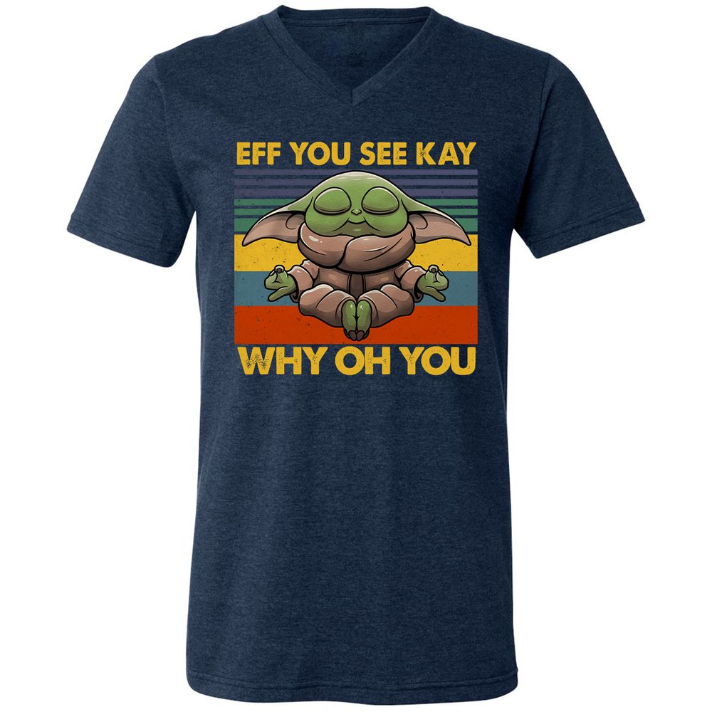 Unisex V-Neck T-Shirt - 81G14EFU - Heather Navy - 15