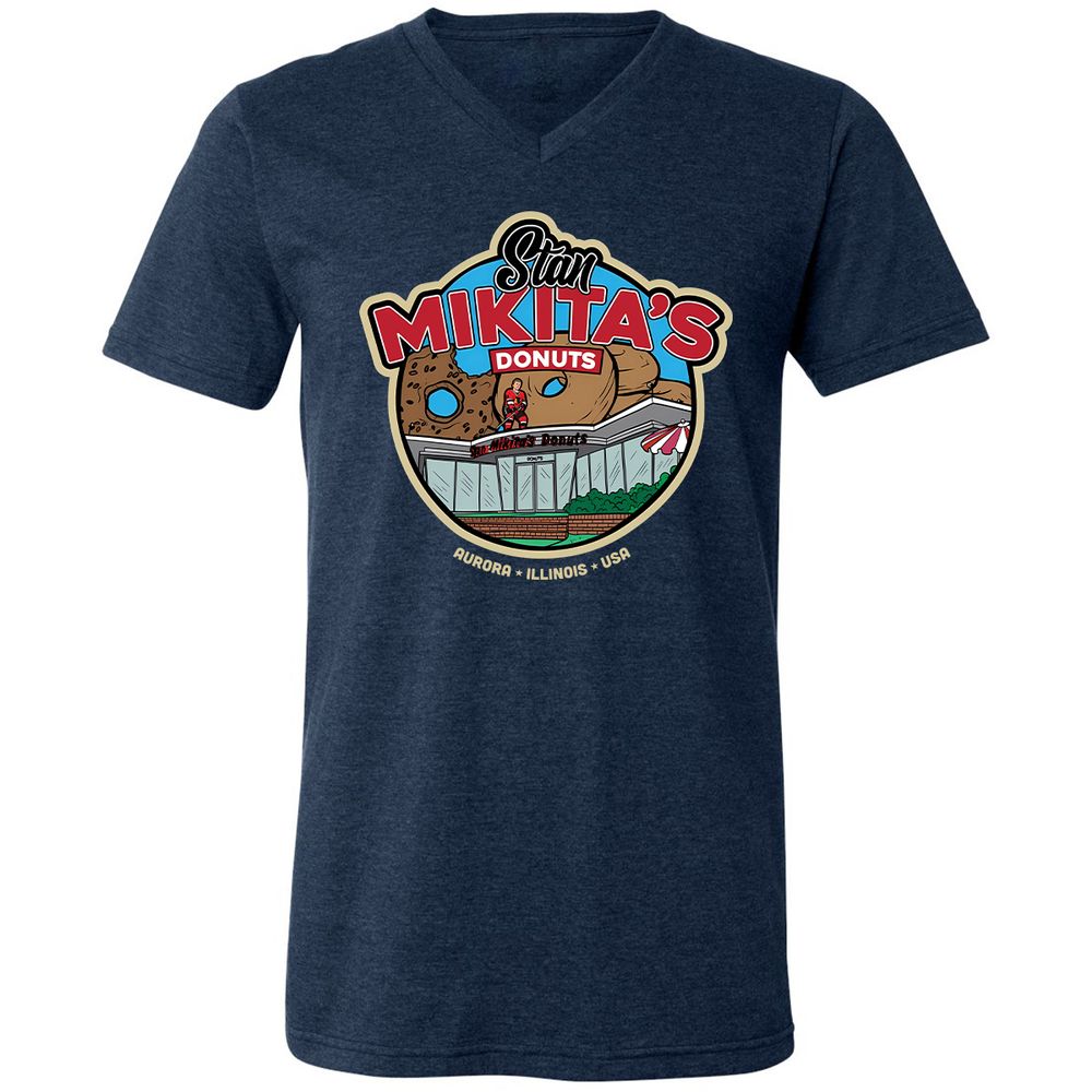 Unisex V-Neck T-Shirt - F7Z14CYV - Heather Navy - 15