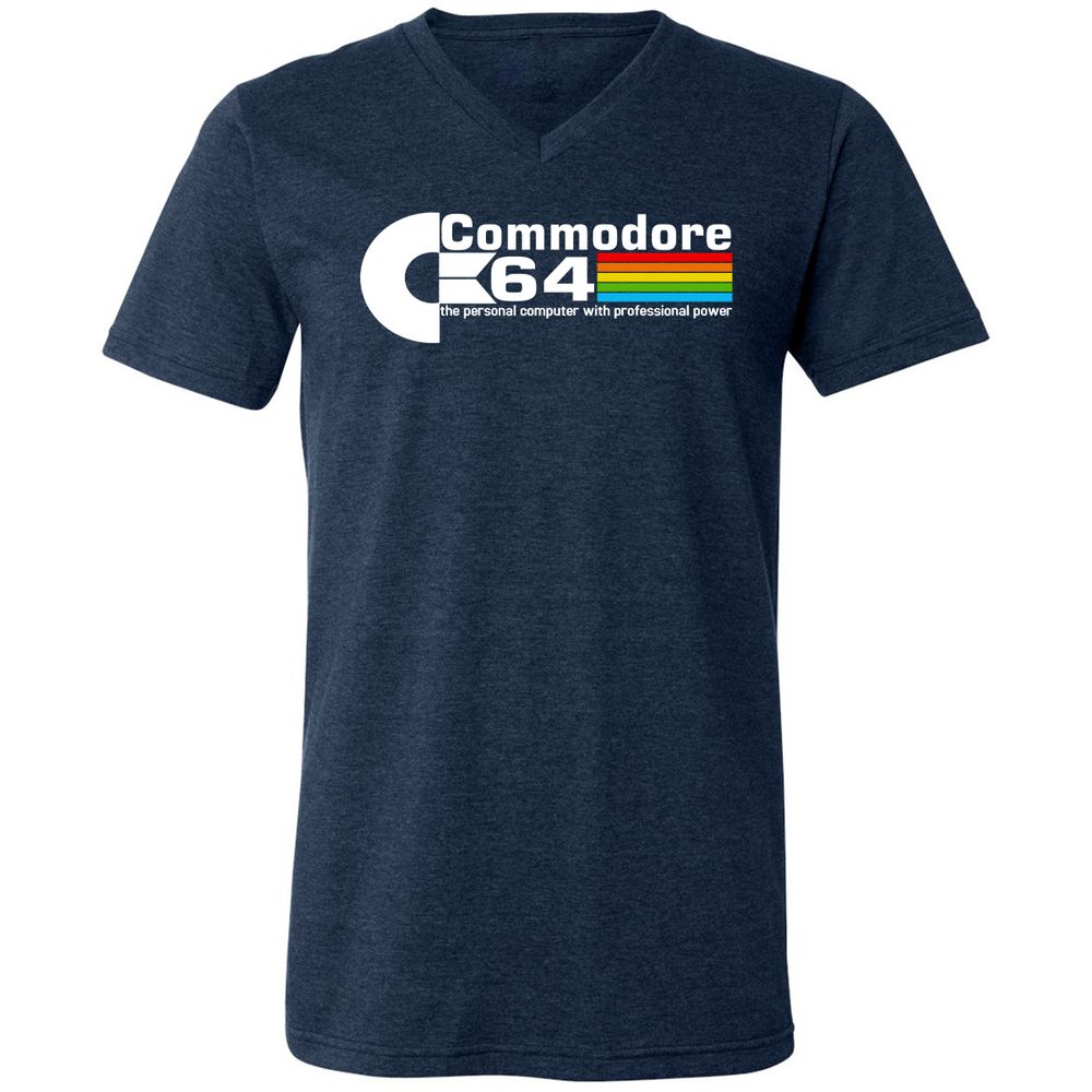 Unisex V-Neck T-Shirt - QE6GK54M - Heather Navy - 15