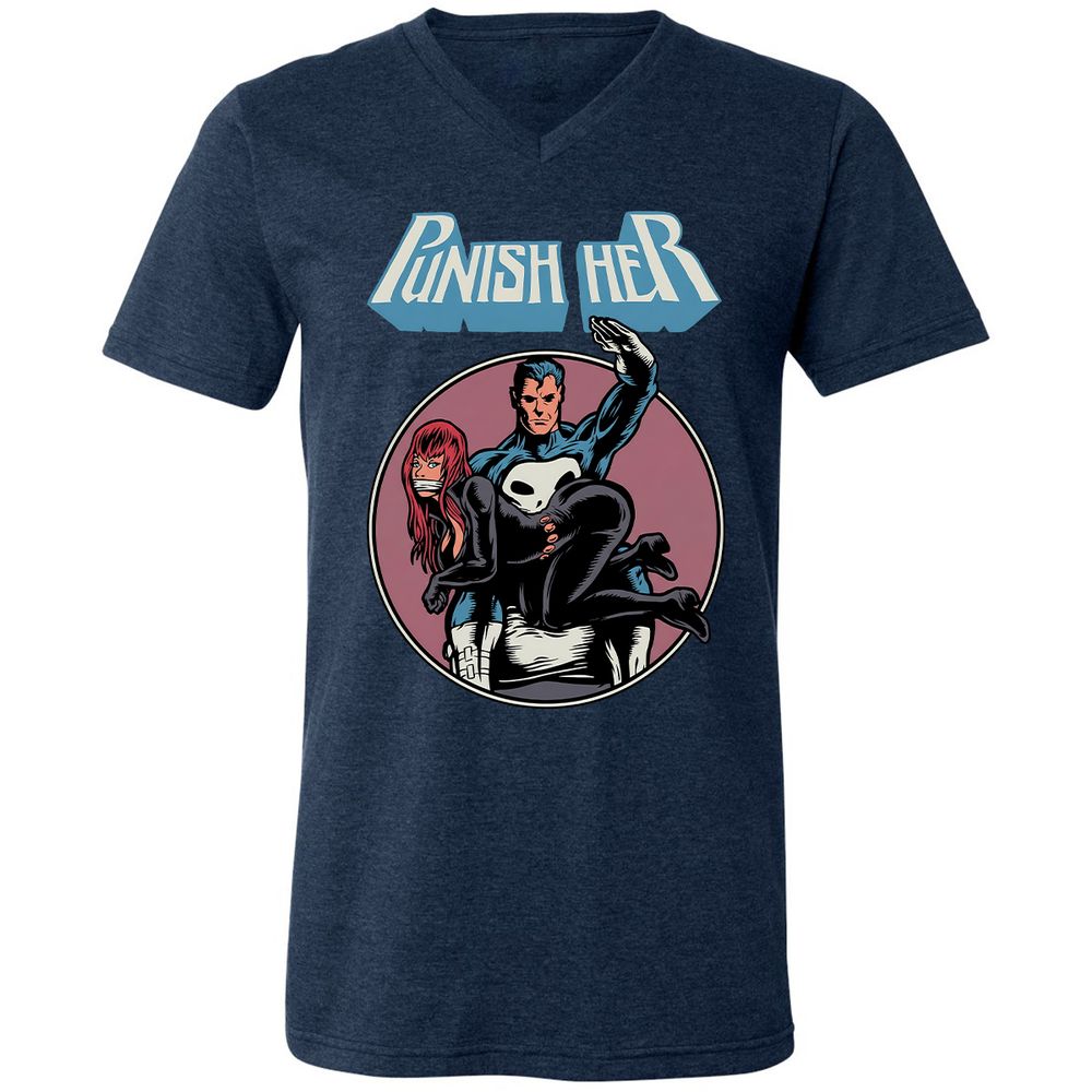 Unisex V-Neck T-Shirt - GLFDGG24 - Heather Navy - 15