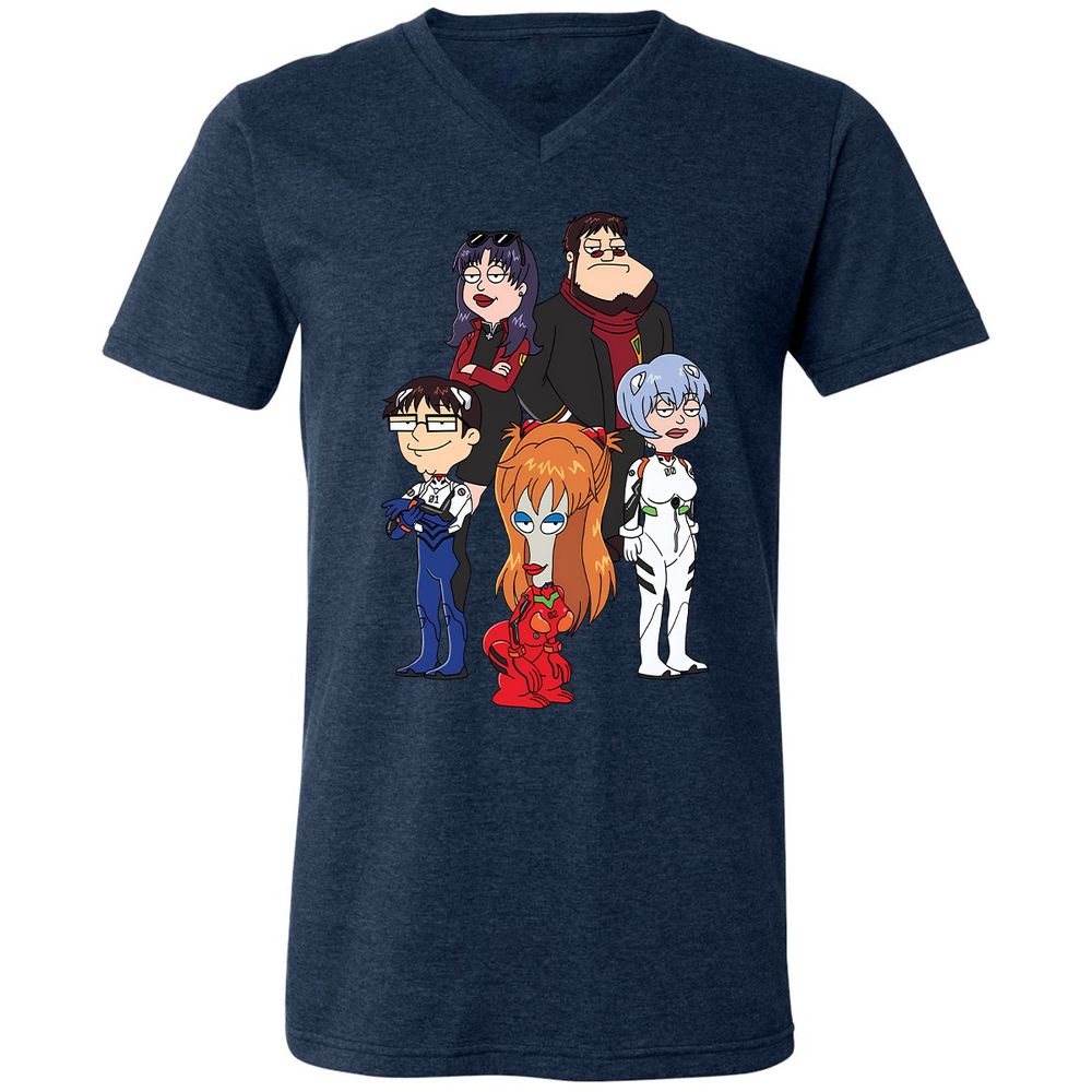 Unisex V-Neck T-Shirt - 55PGZX8X - Heather Navy - 15
