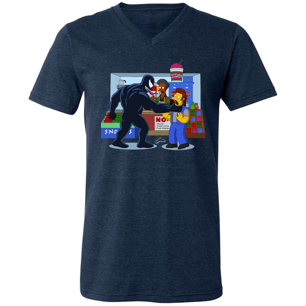 Unisex V-Neck T-Shirt - MQZKJBHY - Heather Navy - 15