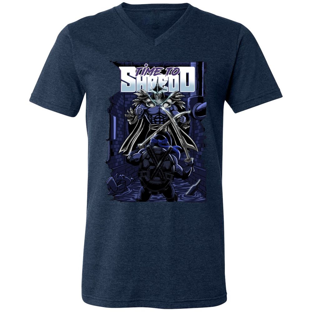 Unisex V-Neck T-Shirt - E69NYBJR - Heather Navy - 15