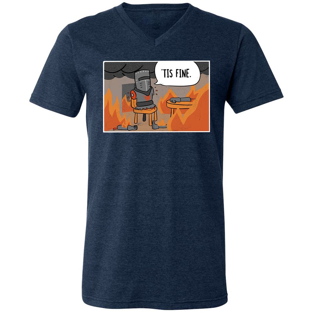 Unisex V-Neck T-Shirt - NXZFQQ8L - Heather Navy - 15