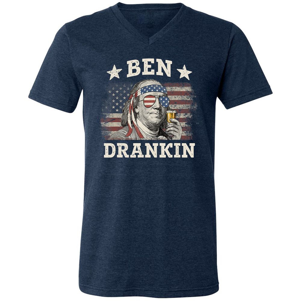Unisex V-Neck T-Shirt - 915PASXD - Heather Navy - 15