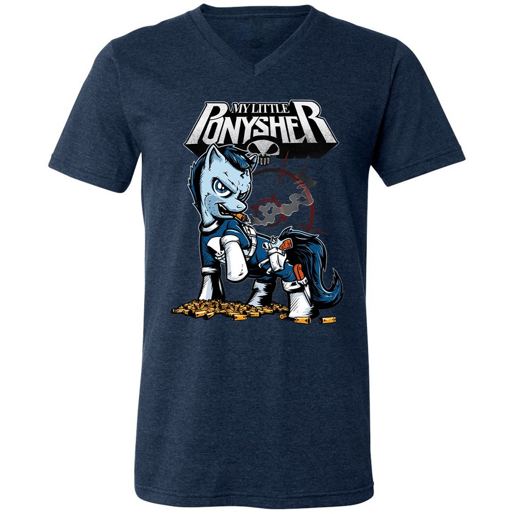 Unisex V-Neck T-Shirt - C67L1ZFV - Heather Navy - 15