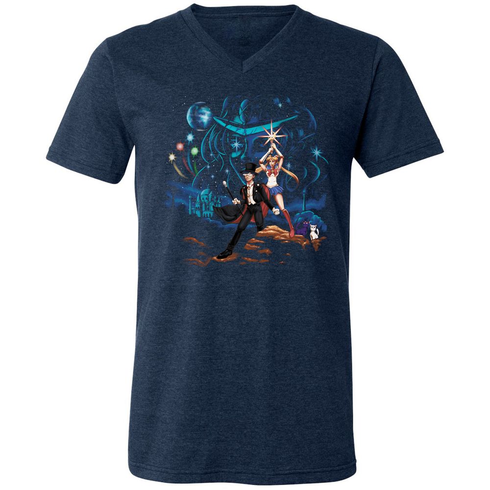 Unisex V-Neck T-Shirt - BMXNGF3E - Heather Navy - 15